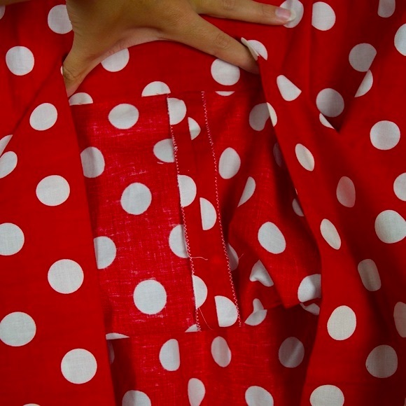 VINTAGE Red Polka Dot Single Stitch A-Line Skirt - Picture 7 of 8